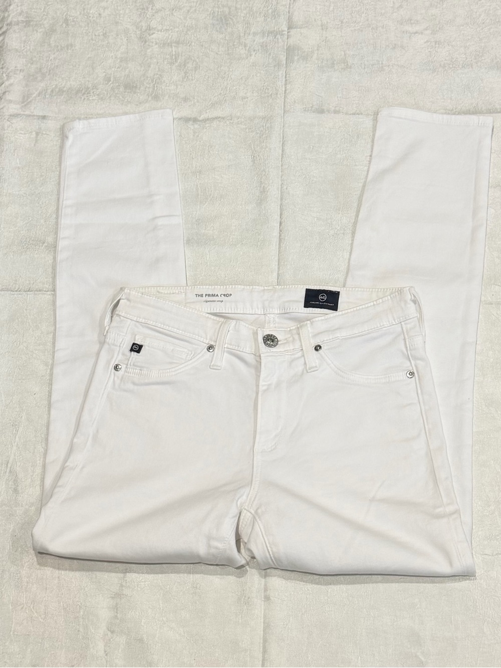 AG Adriano Goldschmied The Prima Crop Cigarette Crop White Jeans Women’s 24 - Picture 2 of 6